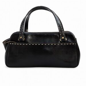 Vintage Kate Spade New York Black Snake-Embossed Leather Satchel – Made in Italy